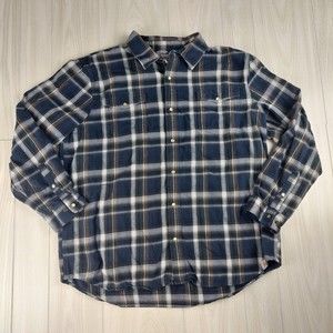 Carhartt Mens 2XL Long Sleeve Button Up Shirt Relaxed Fit Flannel Plaid Pearl‎